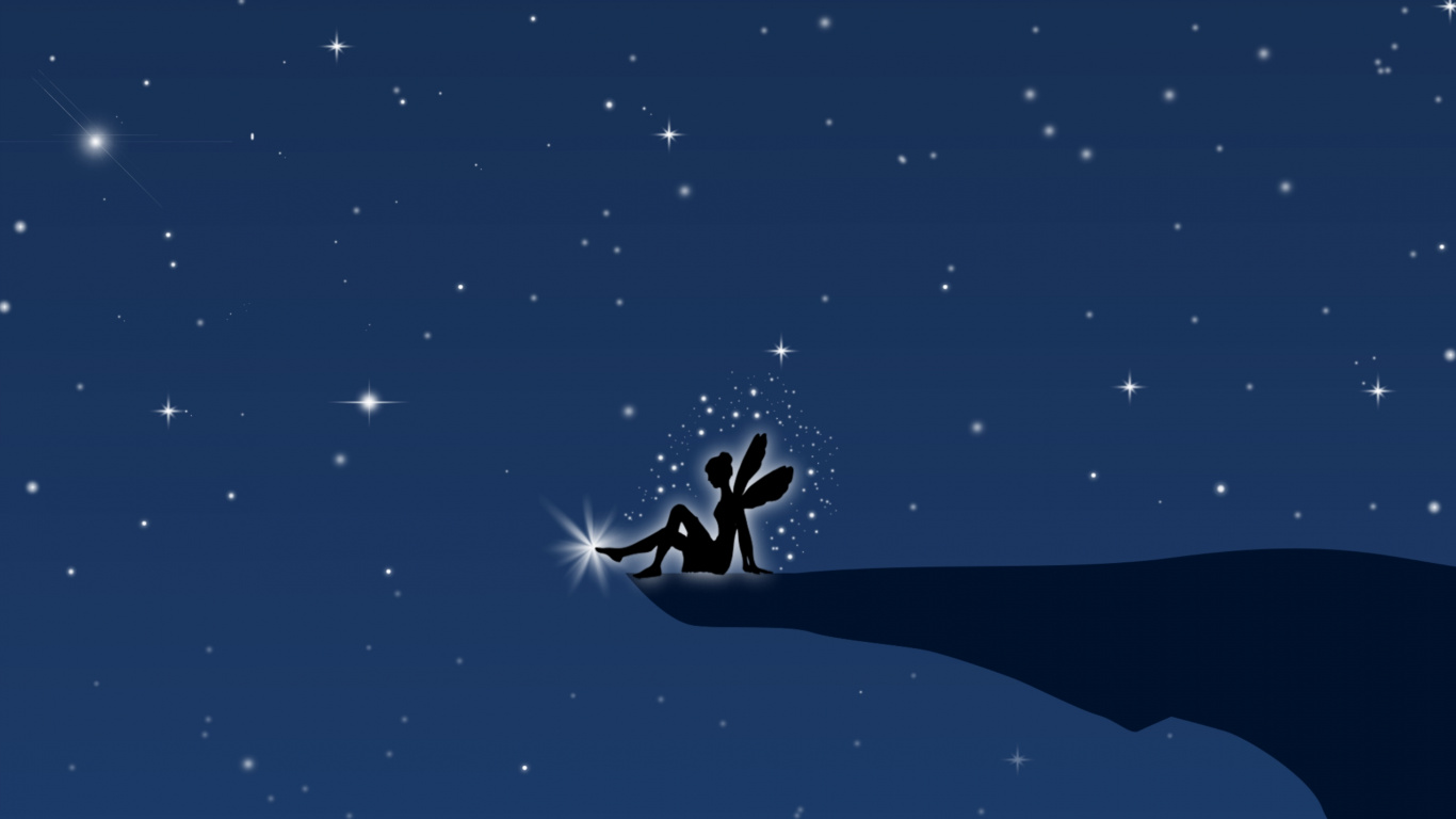 Обои фея, ночь, зубная фея, луна, астрономический объект в разрешении 1366x768