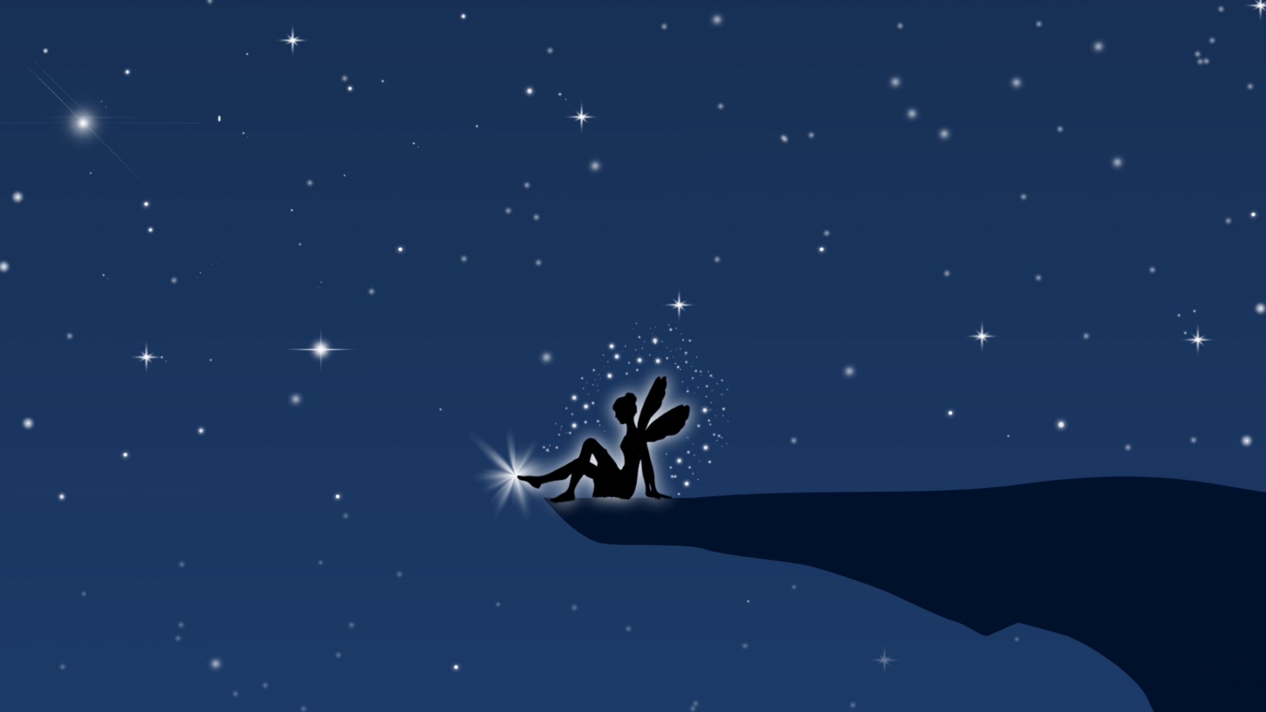 Обои фея, ночь, зубная фея, луна, астрономический объект в разрешении 2560x1440