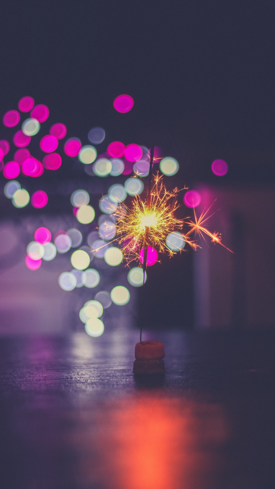 Обои боке, розовый, салют, пурпур, свет в разрешении 1080x1920