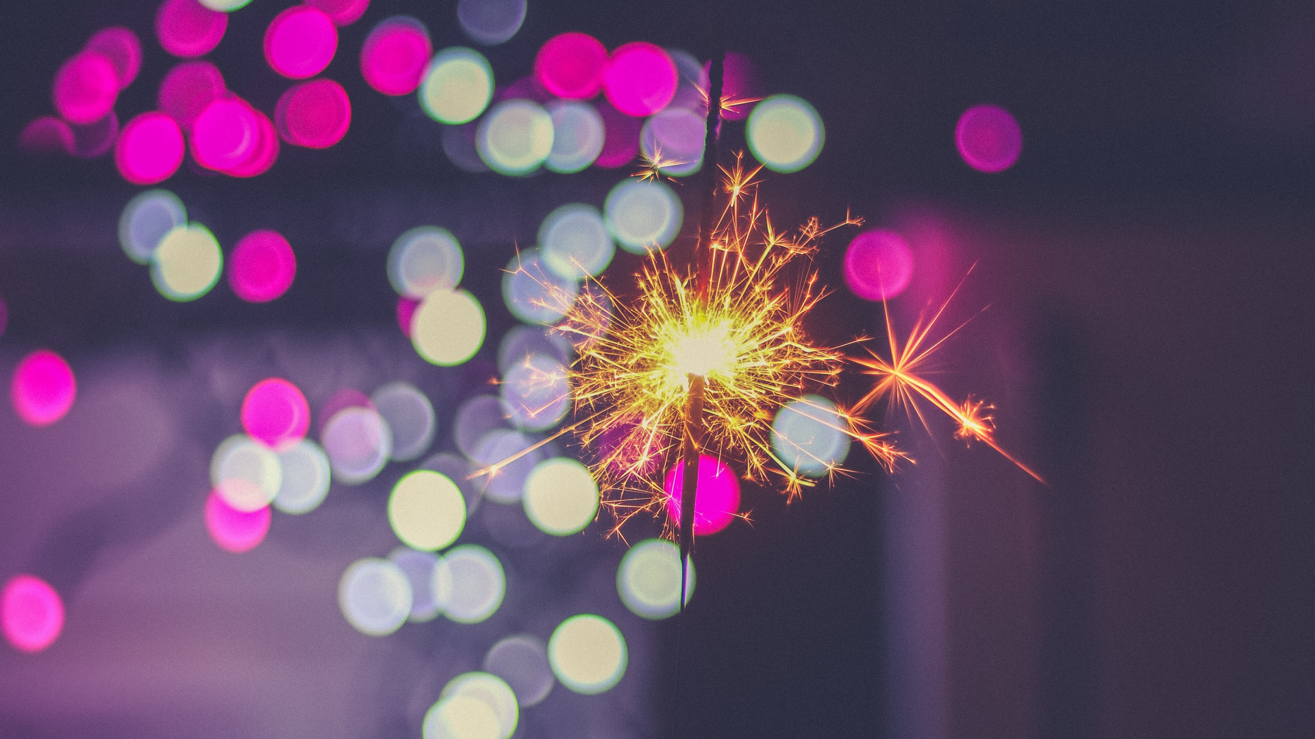Обои боке, розовый, салют, пурпур, свет в разрешении 1920x1080