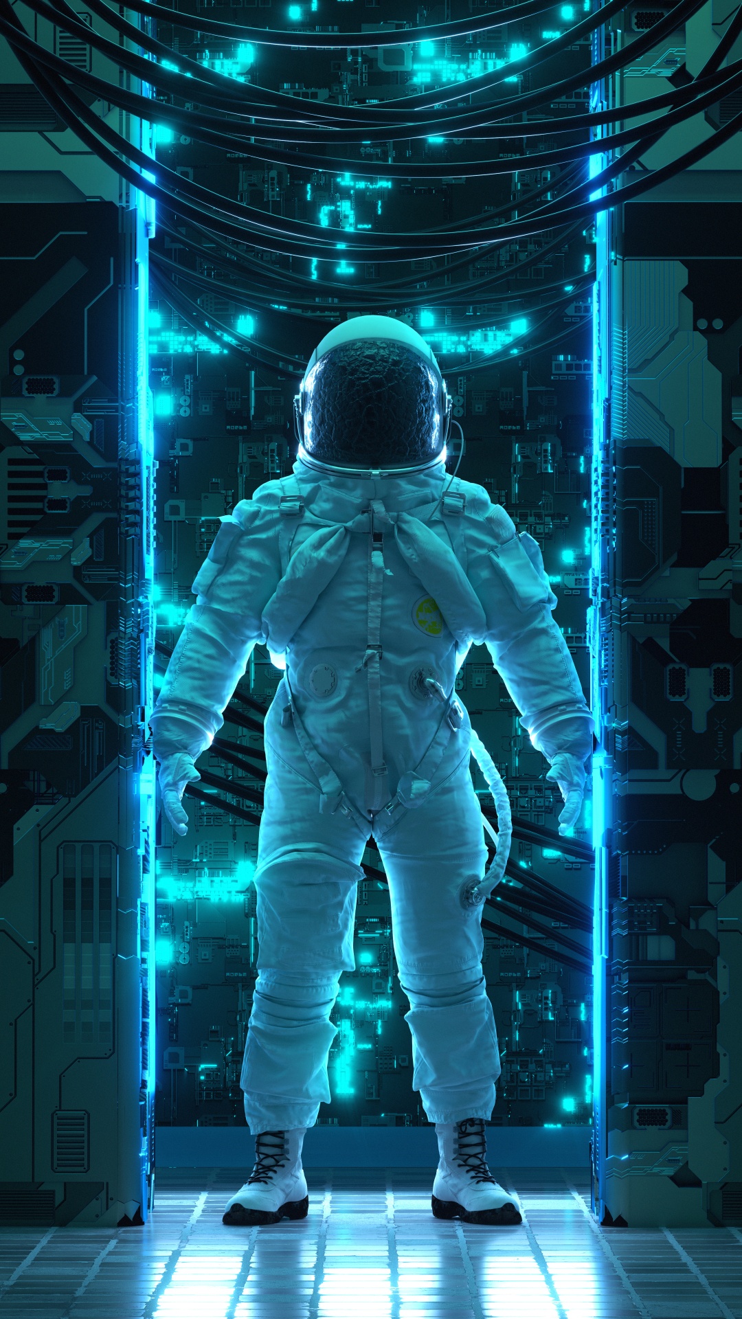 Обои астронавт, свет, фэшн, стояние, рукав в разрешении 1080x1920