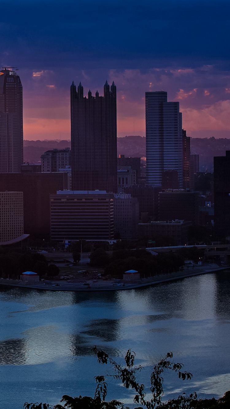 Обои Питсбург, городской пейзаж, город, линия горизонта, городской район в разрешении 750x1334