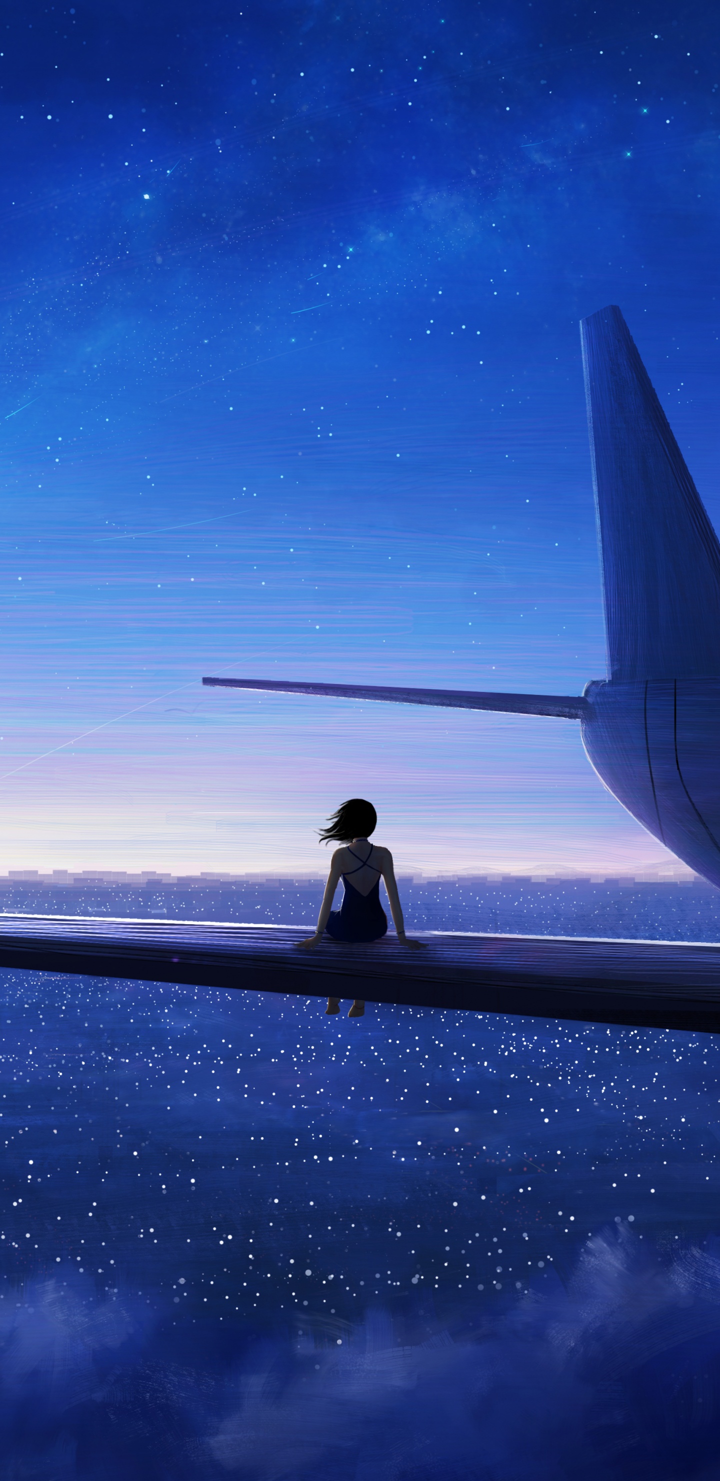 Обои сидеть на крыле самолета, самолет, полет, крыло, авиация в разрешении 1440x2960