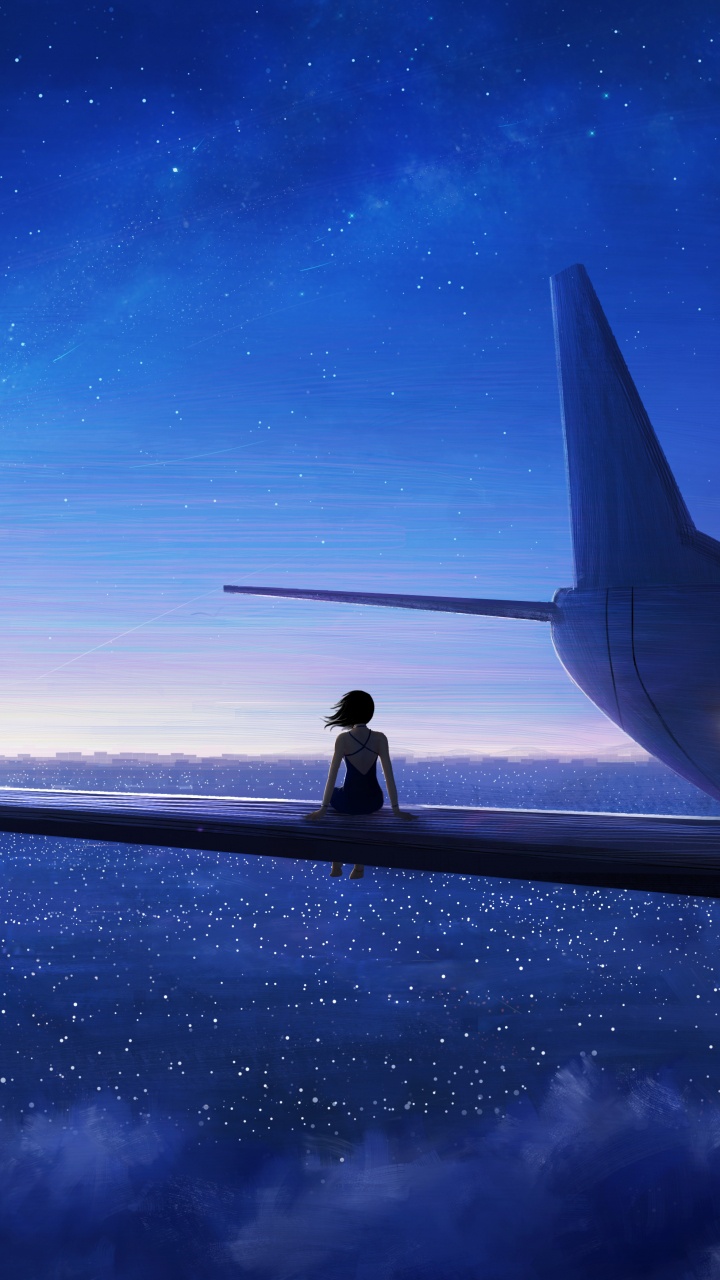 Обои сидеть на крыле самолета, самолет, полет, крыло, авиация в разрешении 720x1280