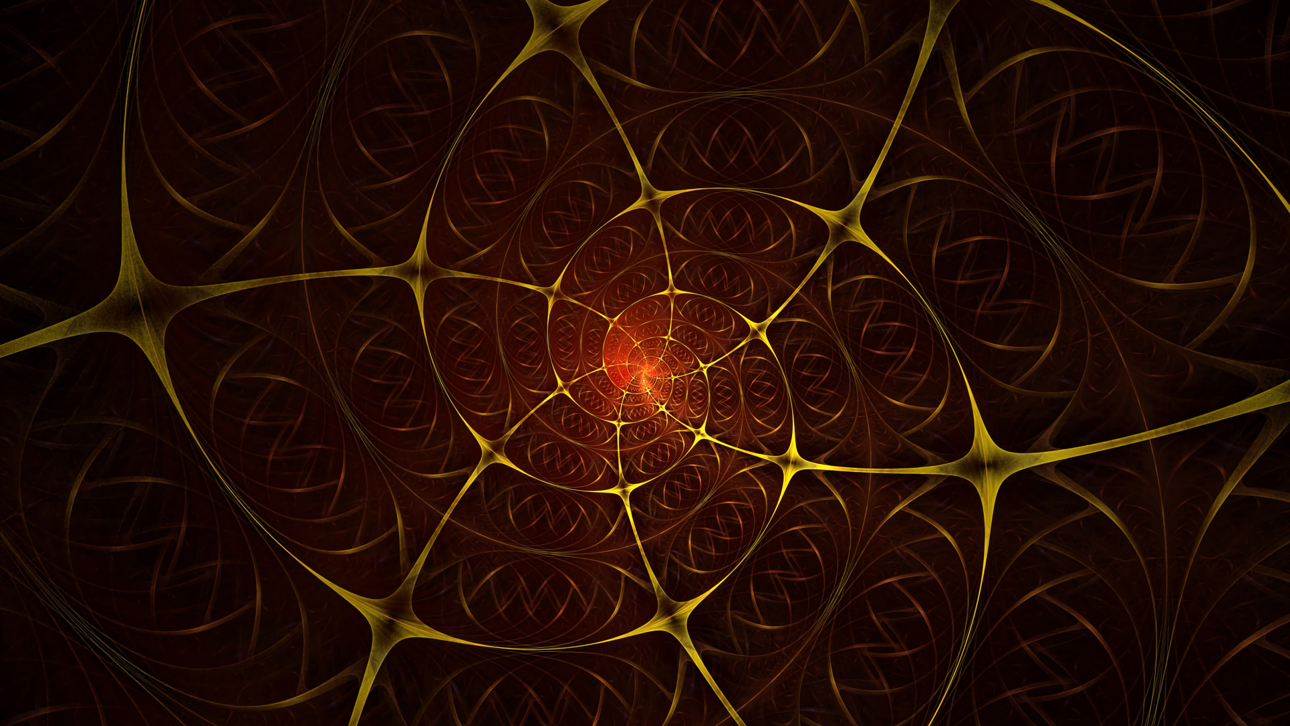 Обои фрактальное искусство, красный цвет, узор, круг, арт в разрешении 2560x1440