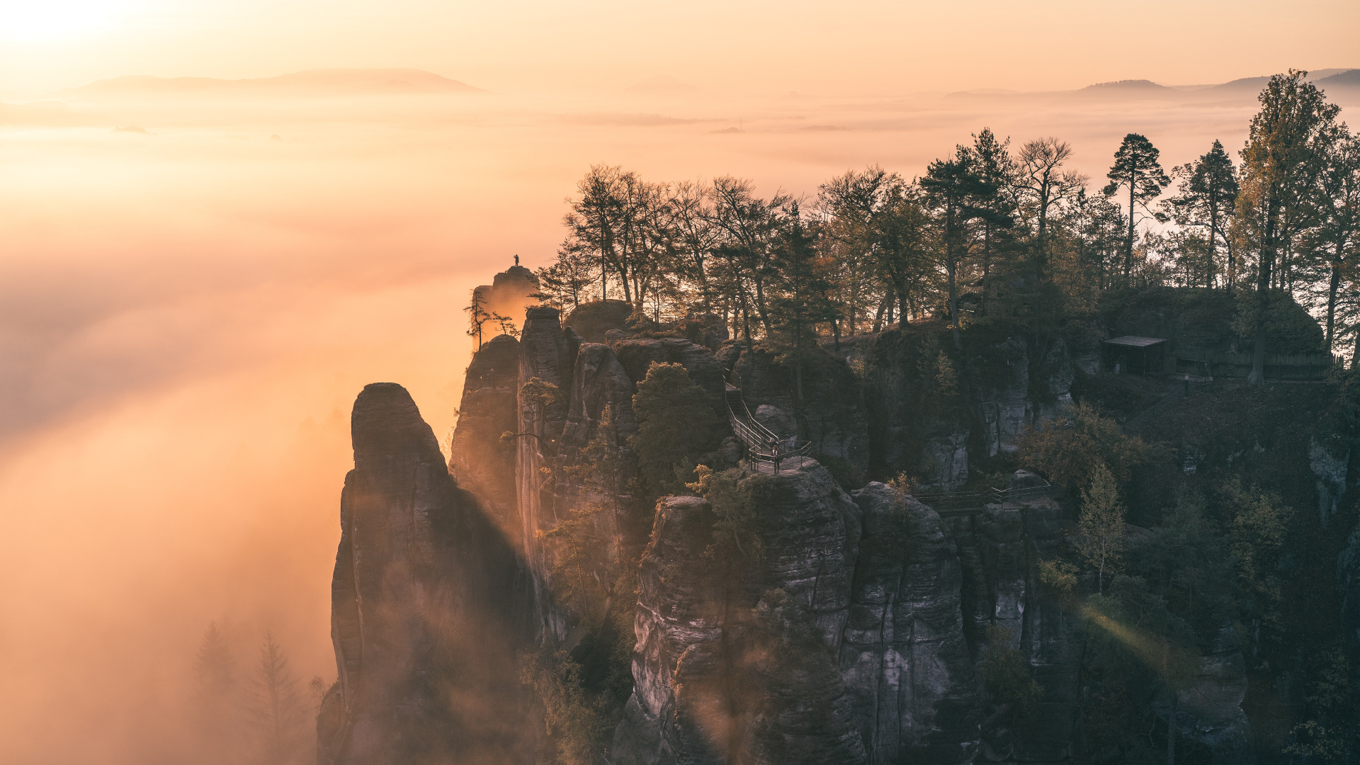 Обои небо, местность, утро, солнечный свет, погода в разрешении 1920x1080