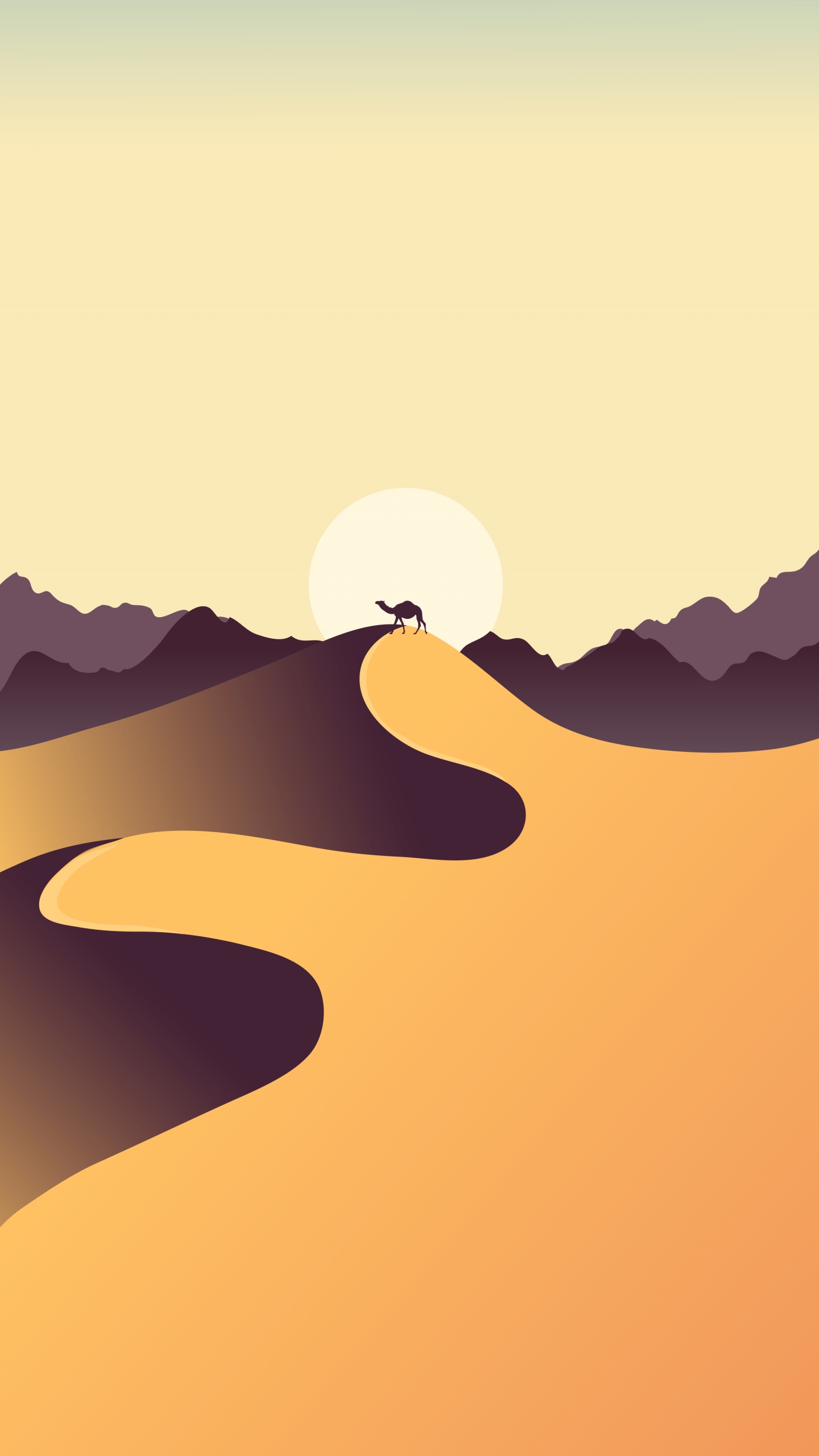 Обои минимализм, склон, эрг, арт, облако в разрешении 1440x2560