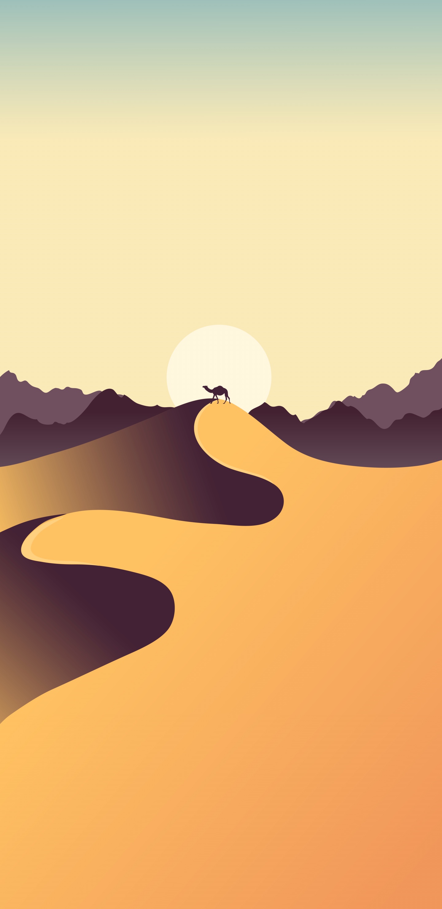 Обои минимализм, склон, эрг, арт, облако в разрешении 1440x2960