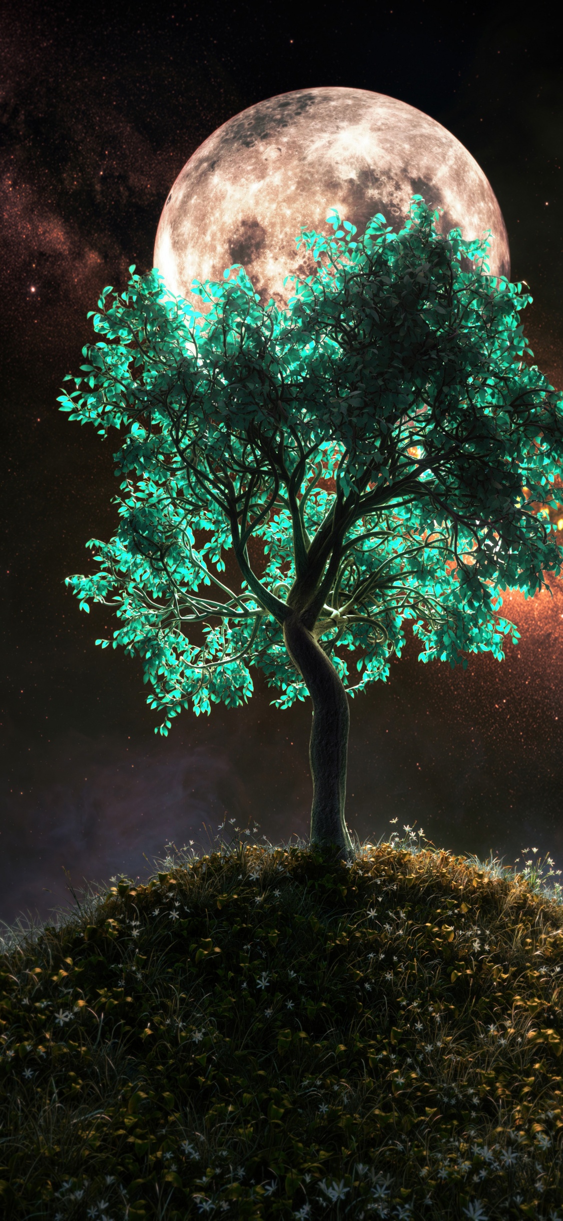 Обои дерево, смартфон, атмосфера, мир, свет в разрешении 1125x2436