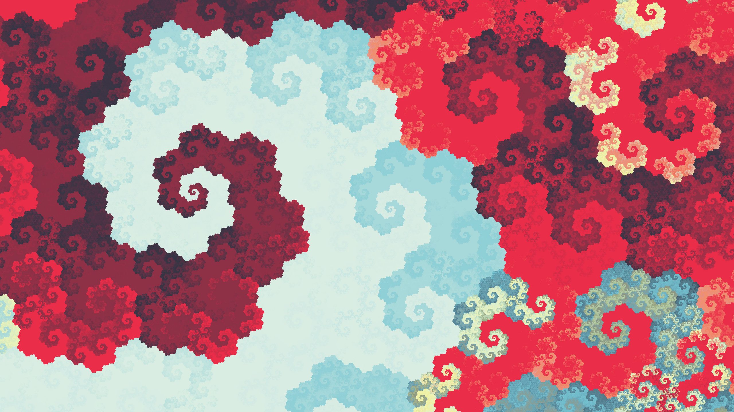 Обои цифровое искусство, абстрактное искусство, красный цвет, узор, иллюстрация в разрешении 2560x1440