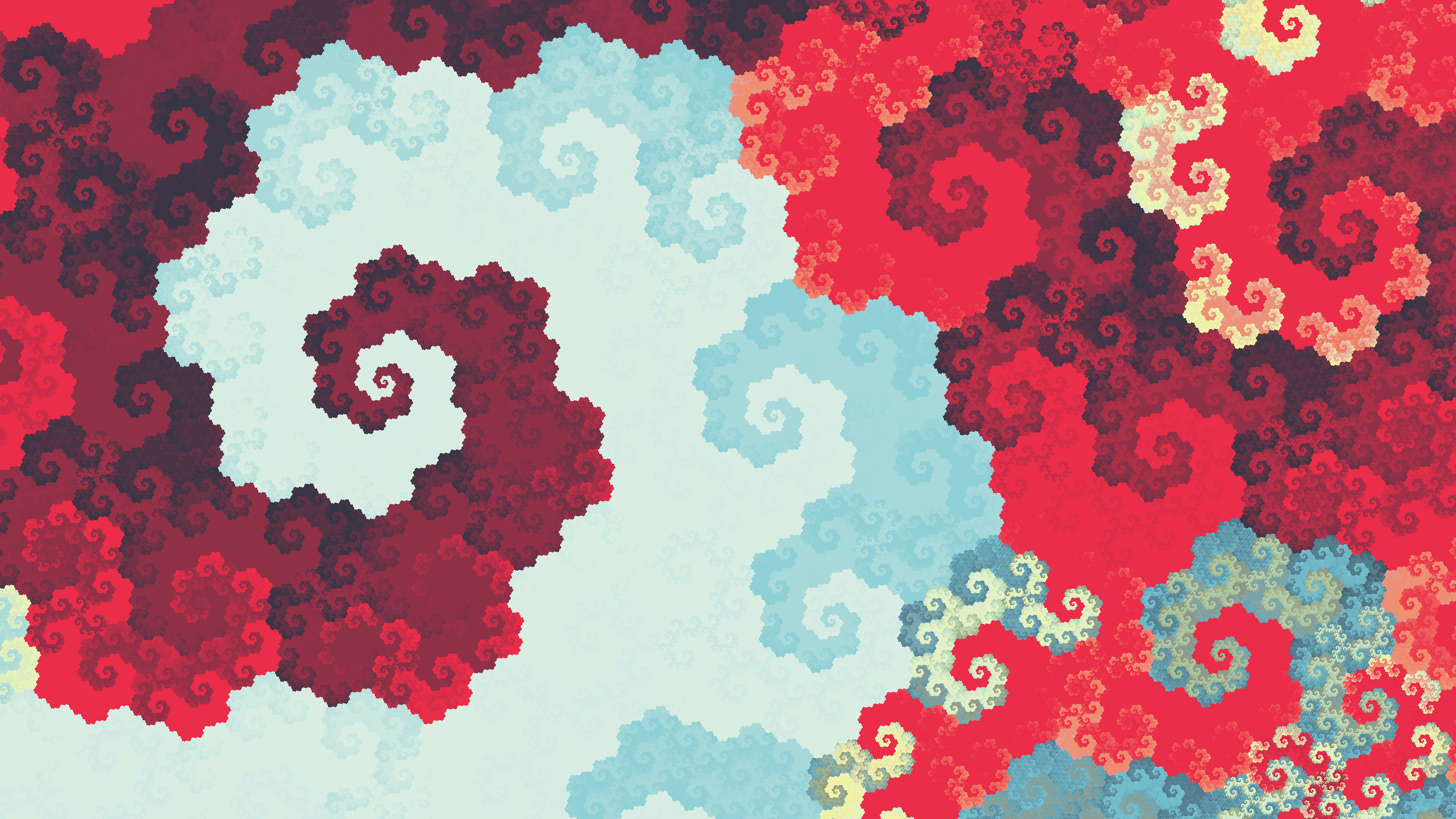 Обои цифровое искусство, абстрактное искусство, красный цвет, узор, иллюстрация в разрешении 3840x2160