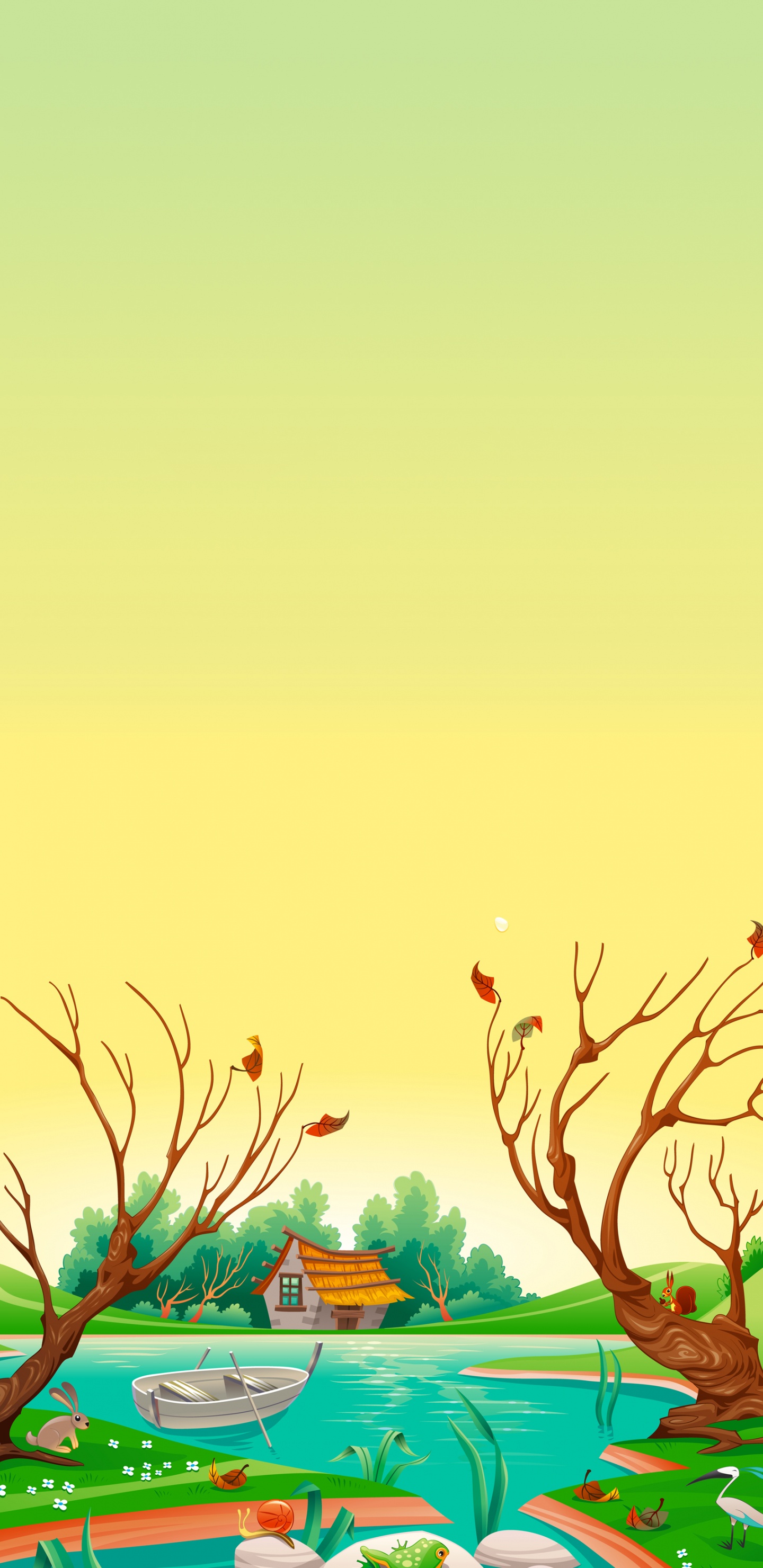 Обои векторная графика, пейзажная живопись, мультфильм, иллюстрация, пейзаж в разрешении 1440x2960