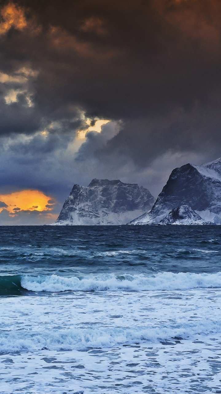 Обои море, Северный Ледовитый океан, ветровая волна, пляж, океан в разрешении 720x1280