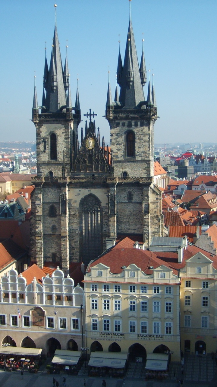 Обои староместская площадь, пражские астрономические часы, ориентир, город, городок в разрешении 720x1280