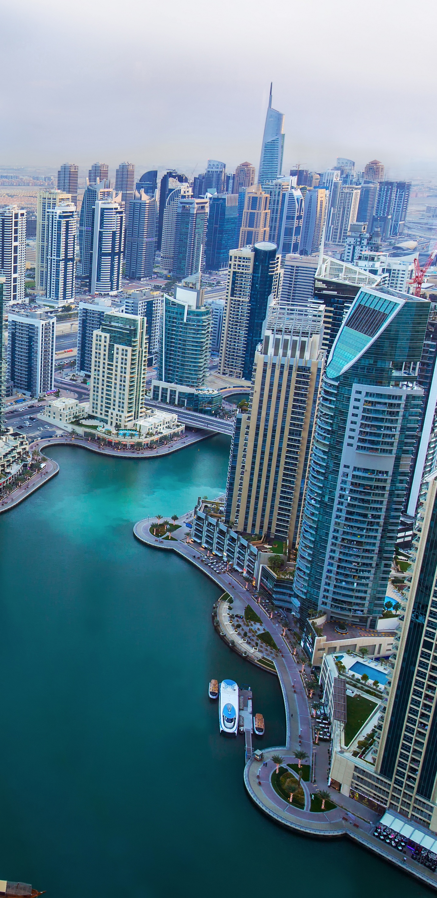 Обои Дубай Марина, Абу Даби, город, городской пейзаж, городской район в разрешении 1440x2960