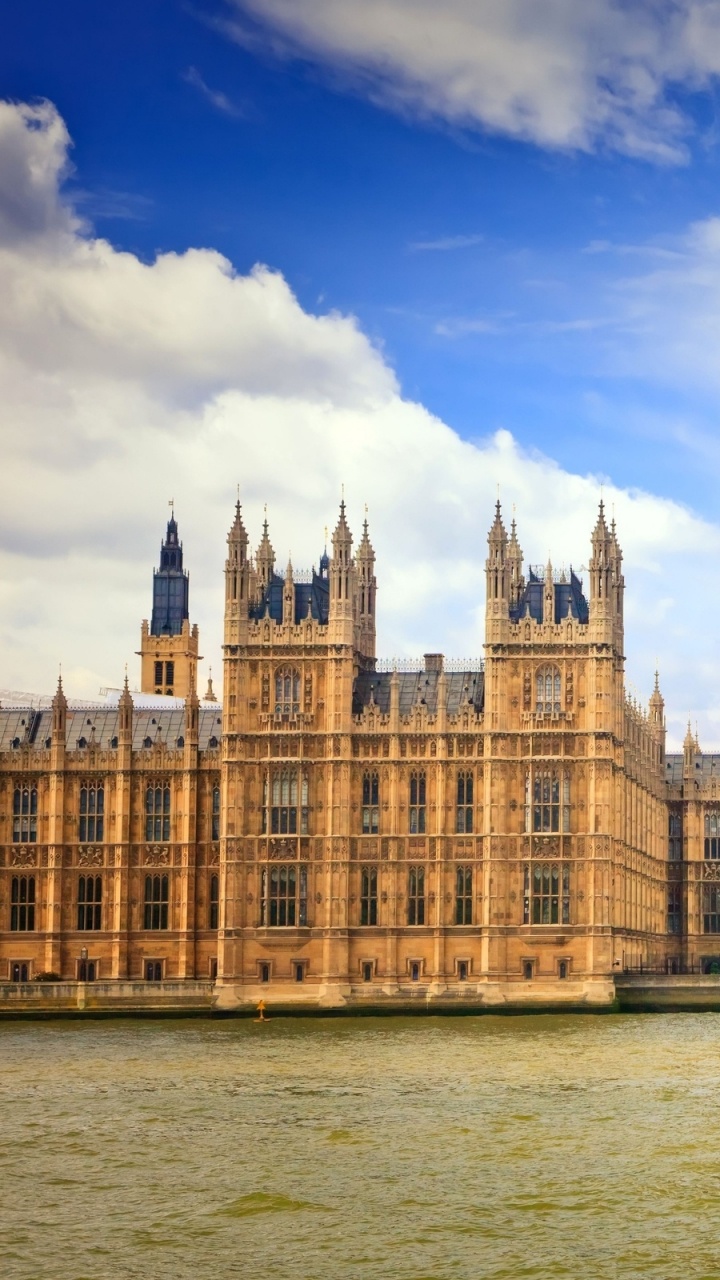 Обои вестминстерский дворец, Биг Бен, ориентир, часовая башня, водный путь в разрешении 720x1280