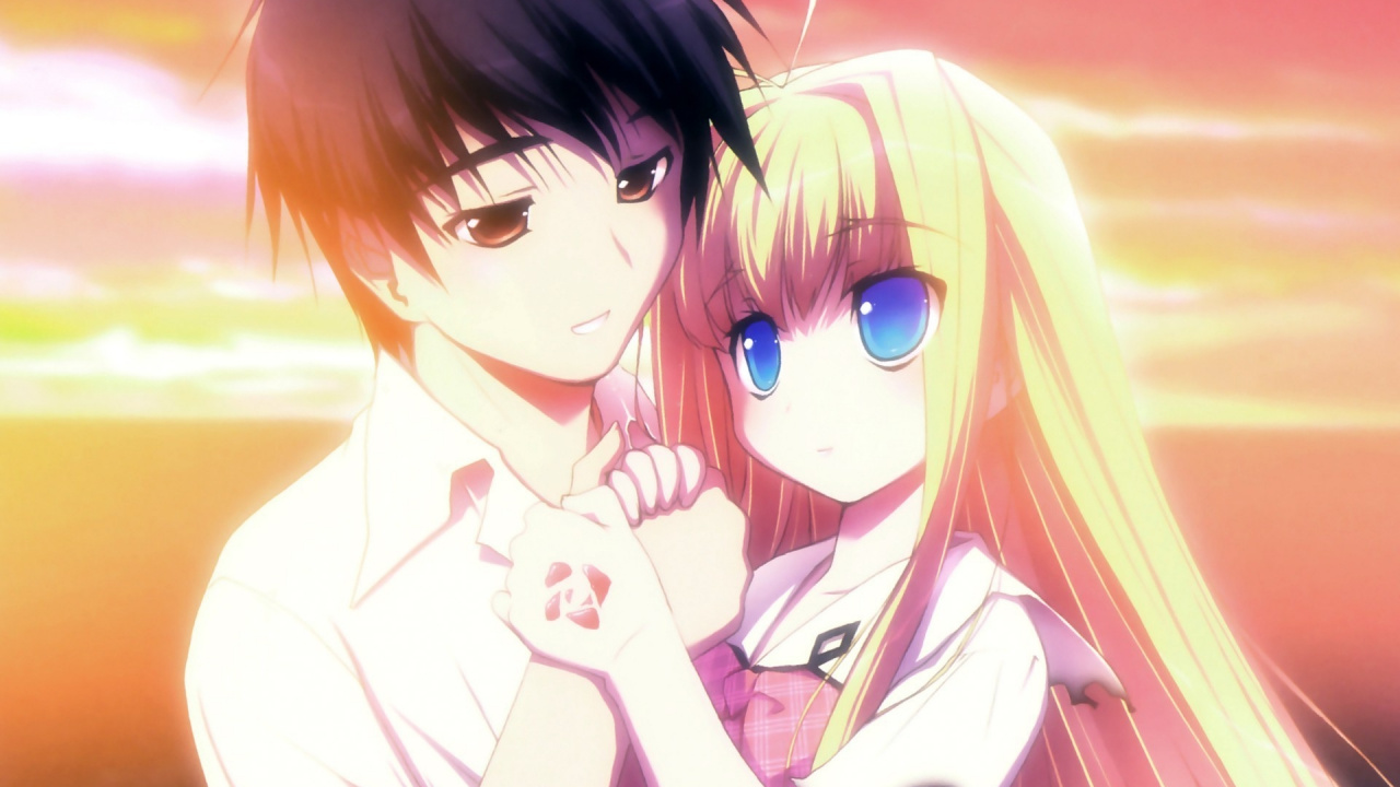 Обои мультфильм, прическа, любовь, мангака, поцелуй в разрешении 1280x720