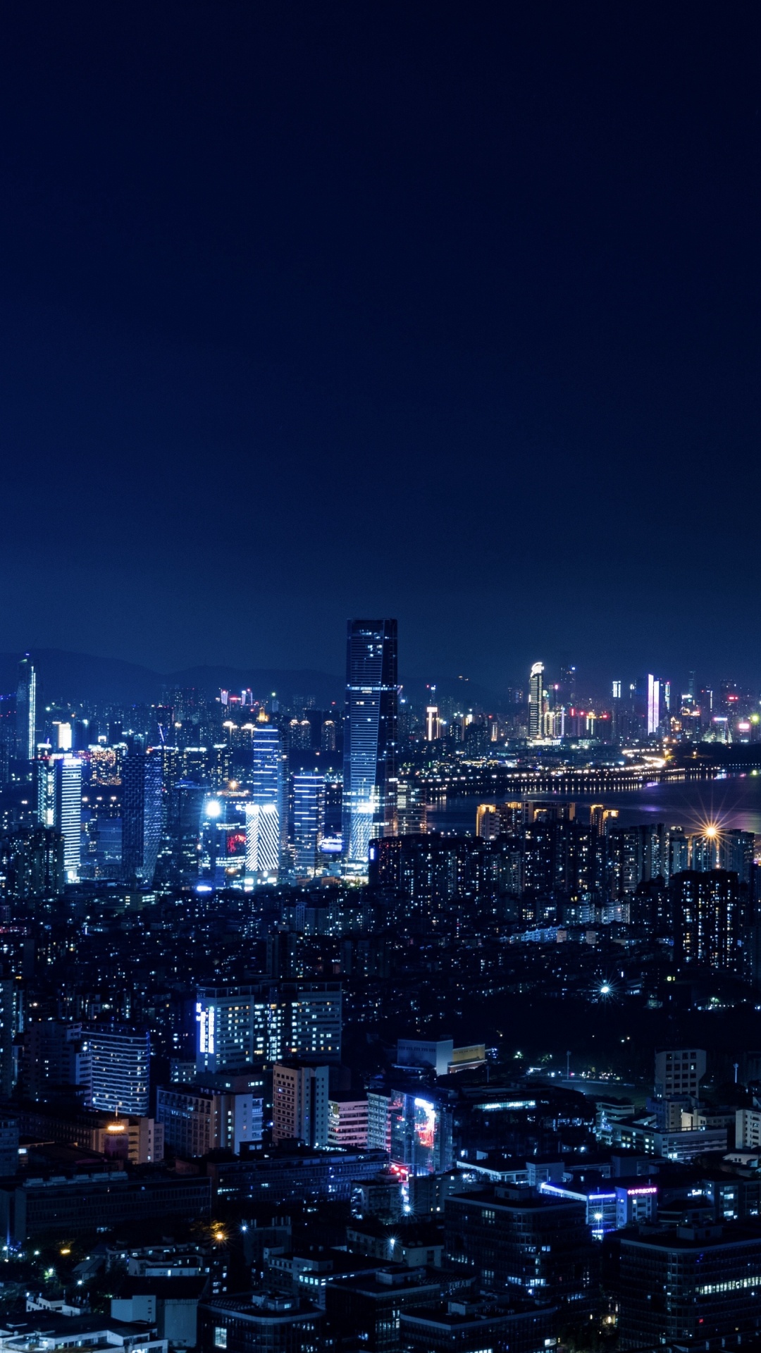 Обои город, ночь, городской пейзаж, городской район, метрополия в разрешении 1080x1920