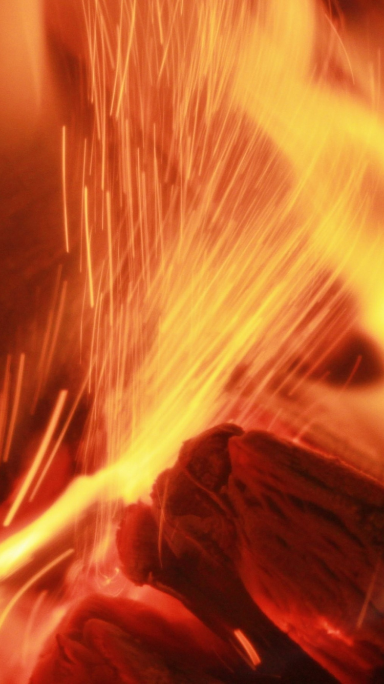 Обои камин, тепло, огонь, пламя, древесина в разрешении 750x1334