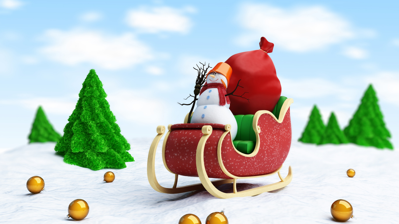 Обои Санта-Клаус, Рождественский день, Рождество, елка, праздник в разрешении 1366x768