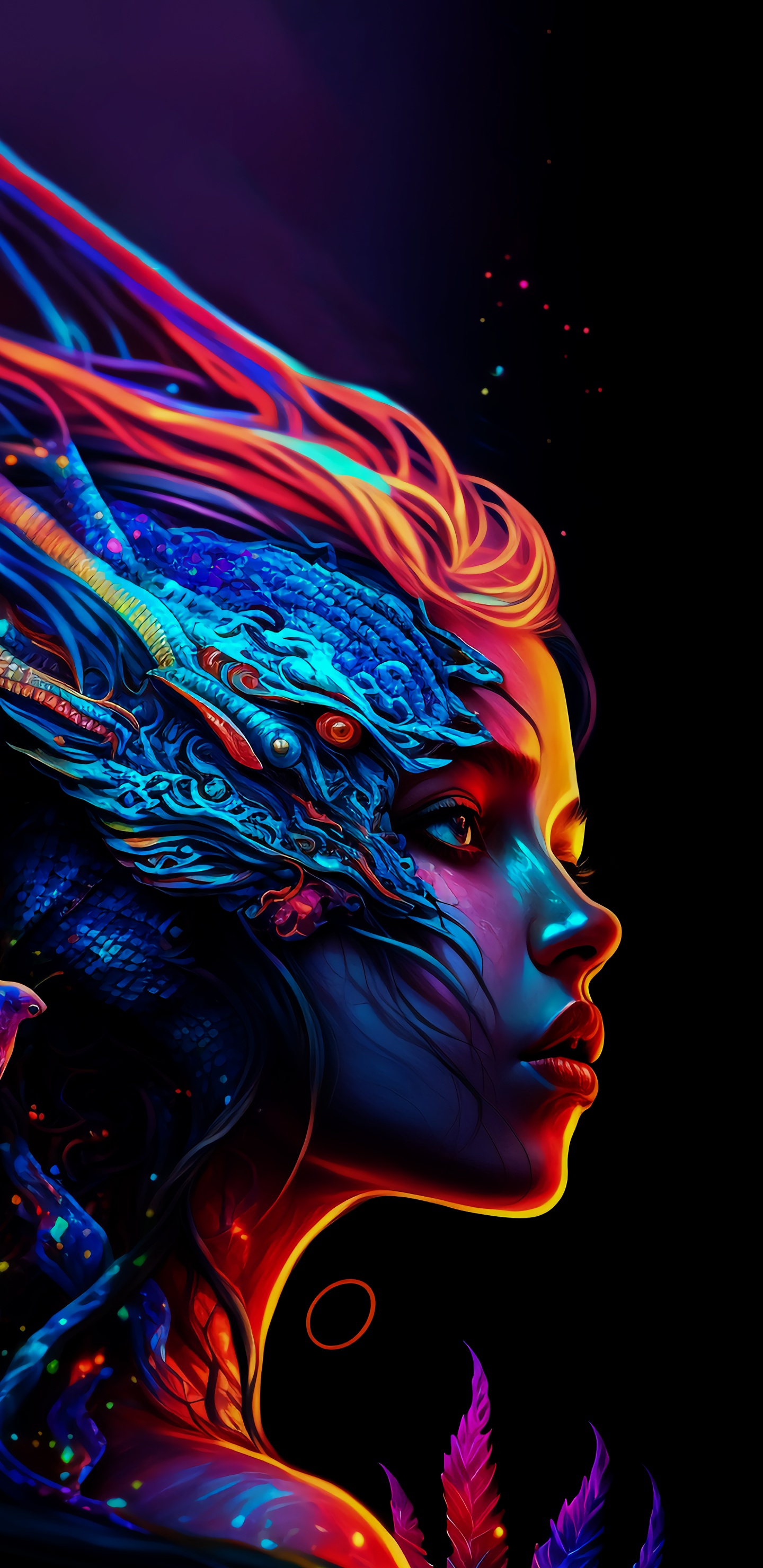 Обои арт, электрик, пурпурный цвет, темнота, артист в разрешении 1440x2960