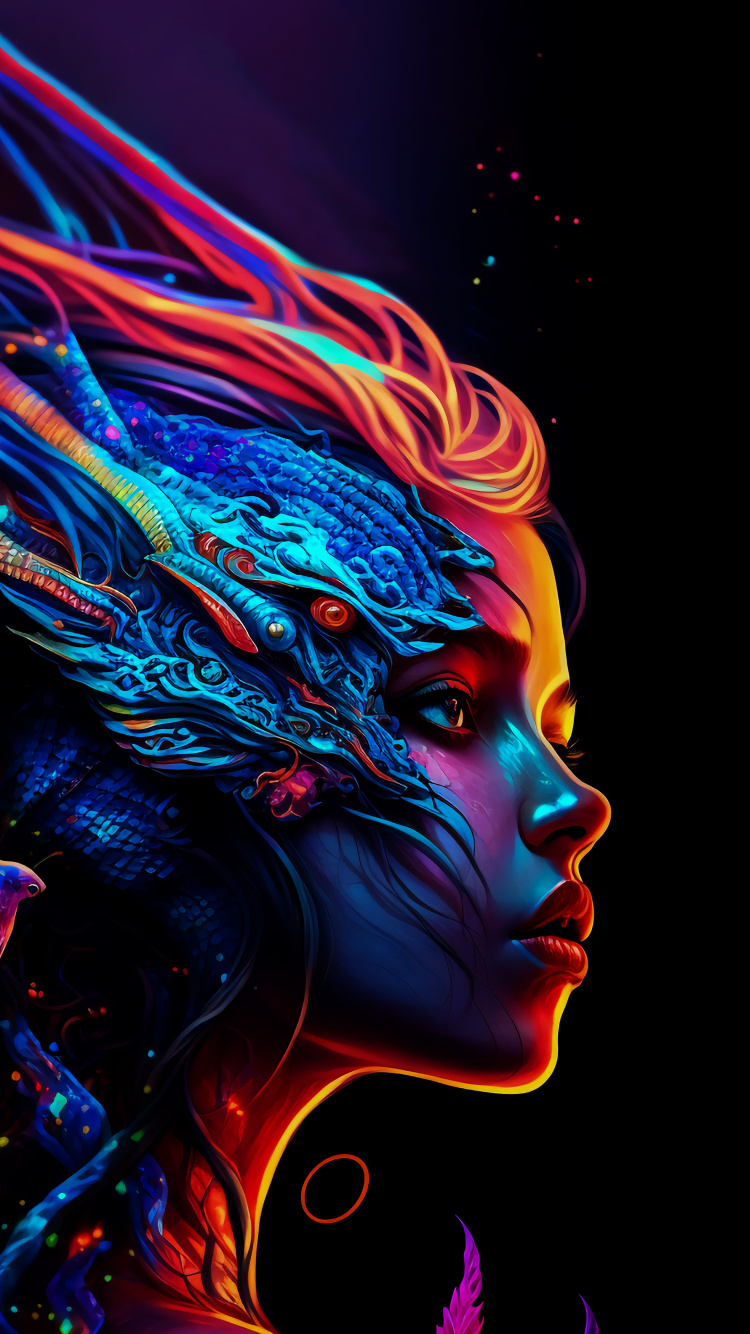 Обои арт, электрик, пурпурный цвет, темнота, артист в разрешении 750x1334