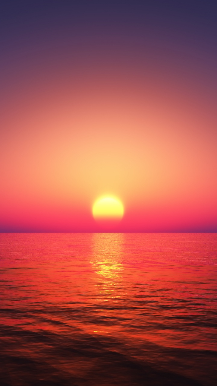 Обои закат, солнце, послесвечение, вода, атмосфера в разрешении 720x1280