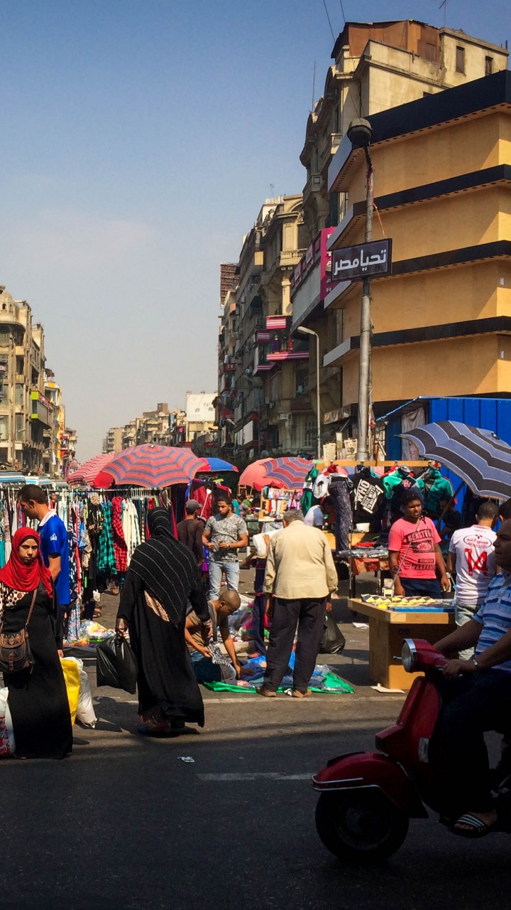 Обои базар, улица, городок, толпа, городской район в разрешении 720x1280