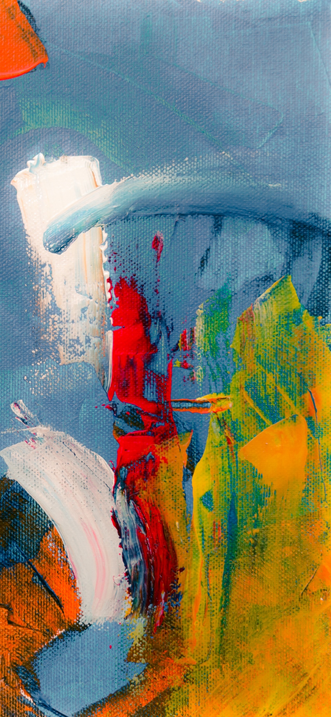 Обои абстрактное искусство, живопись, арт, синий, акриловая краска в разрешении 1125x2436