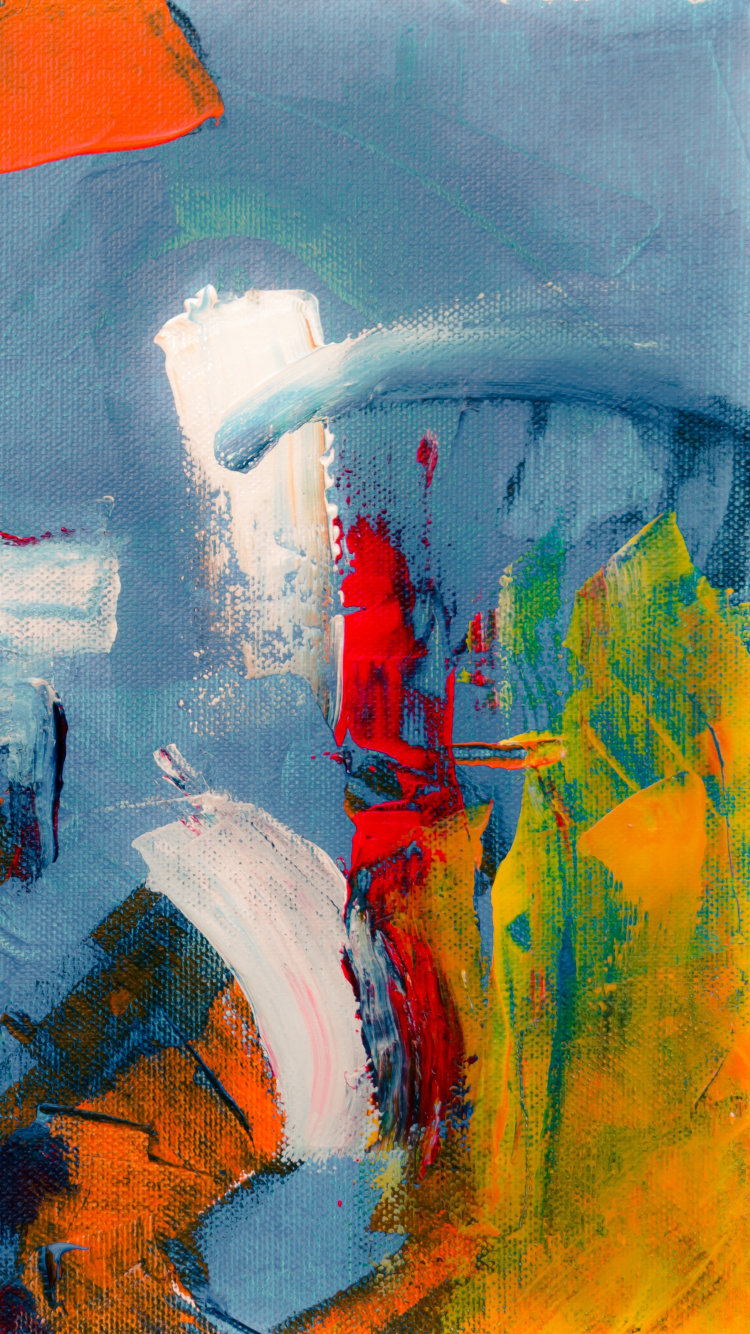 Обои абстрактное искусство, живопись, арт, синий, акриловая краска в разрешении 750x1334