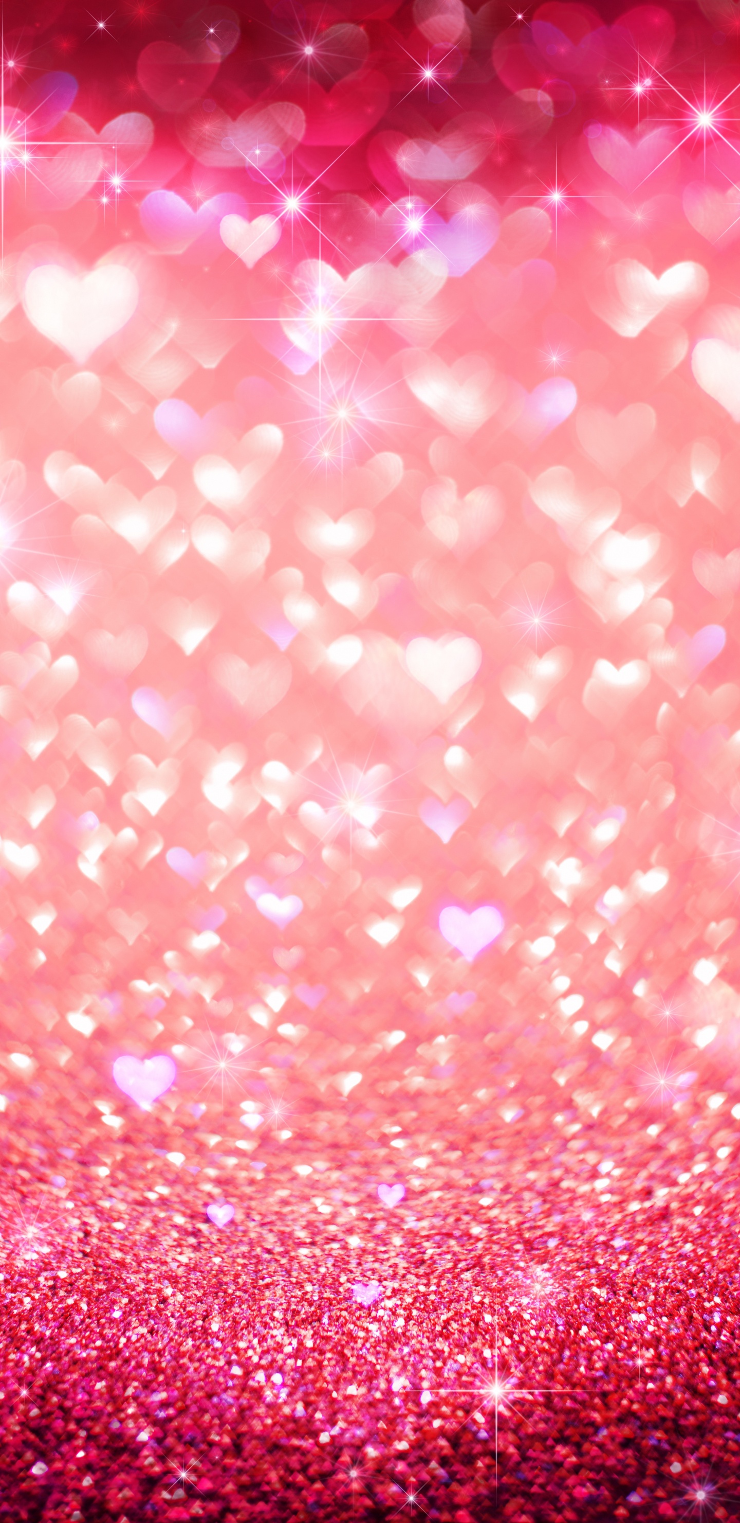 Обои сердце, розовый, красный цвет, свет, пурпурный цвет в разрешении 1440x2960