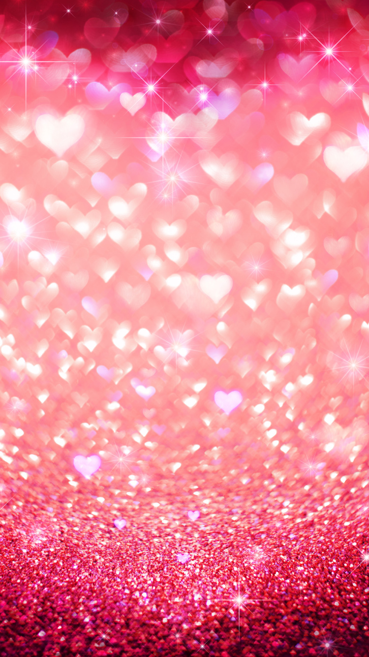 Обои сердце, розовый, красный цвет, свет, пурпурный цвет в разрешении 750x1334