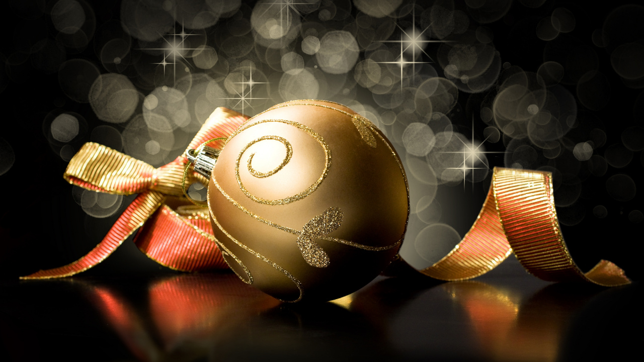 Обои Рождественский день, рождественский орнамент, Рождественские украшения, иллюстрация, сфера в разрешении 1280x720