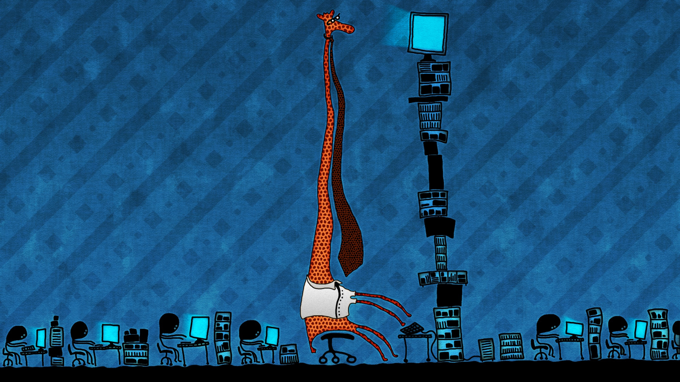 Обои синий, синий цвет, Жираф, привлекательность, отдых в разрешении 1366x768