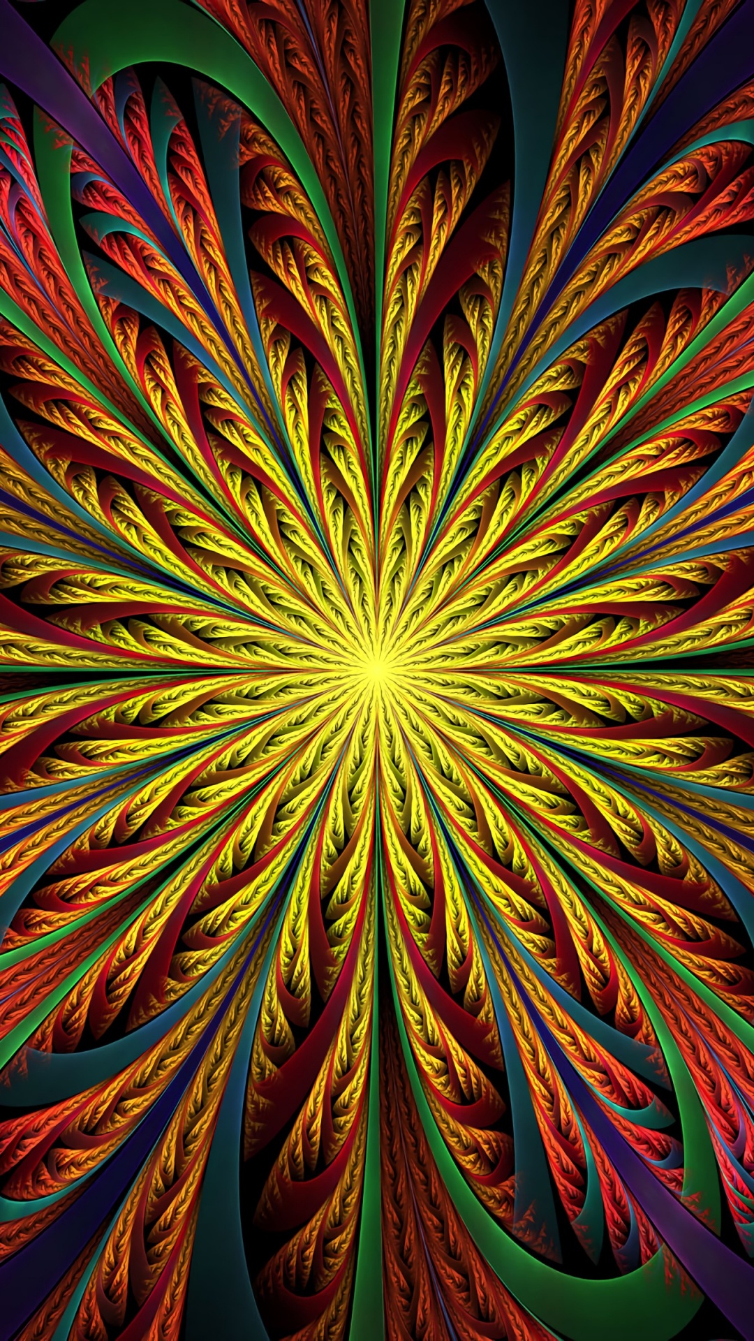 Обои графический дизайн, фрактал, фрактальное искусство, калейдоскоп, психоделическое искусство в разрешении 1080x1920