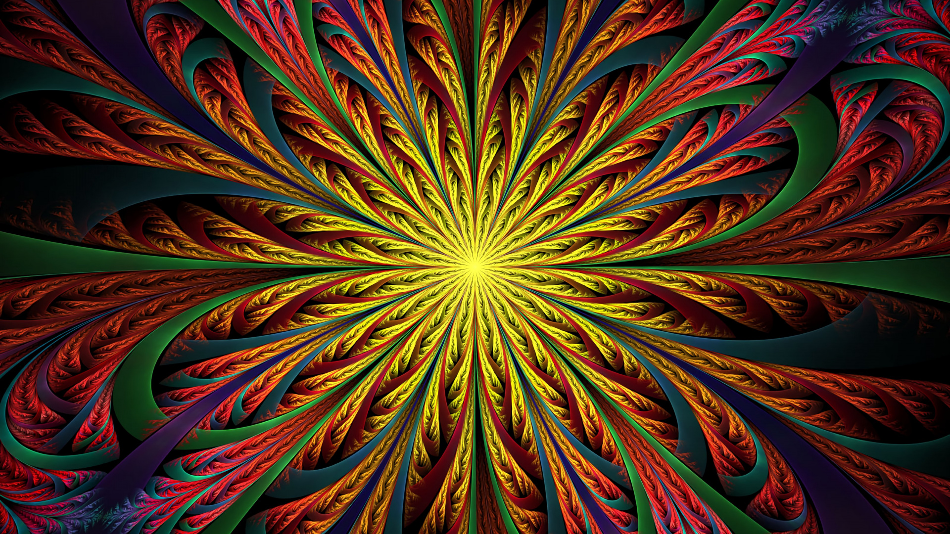 Обои графический дизайн, фрактал, фрактальное искусство, калейдоскоп, психоделическое искусство в разрешении 1920x1080