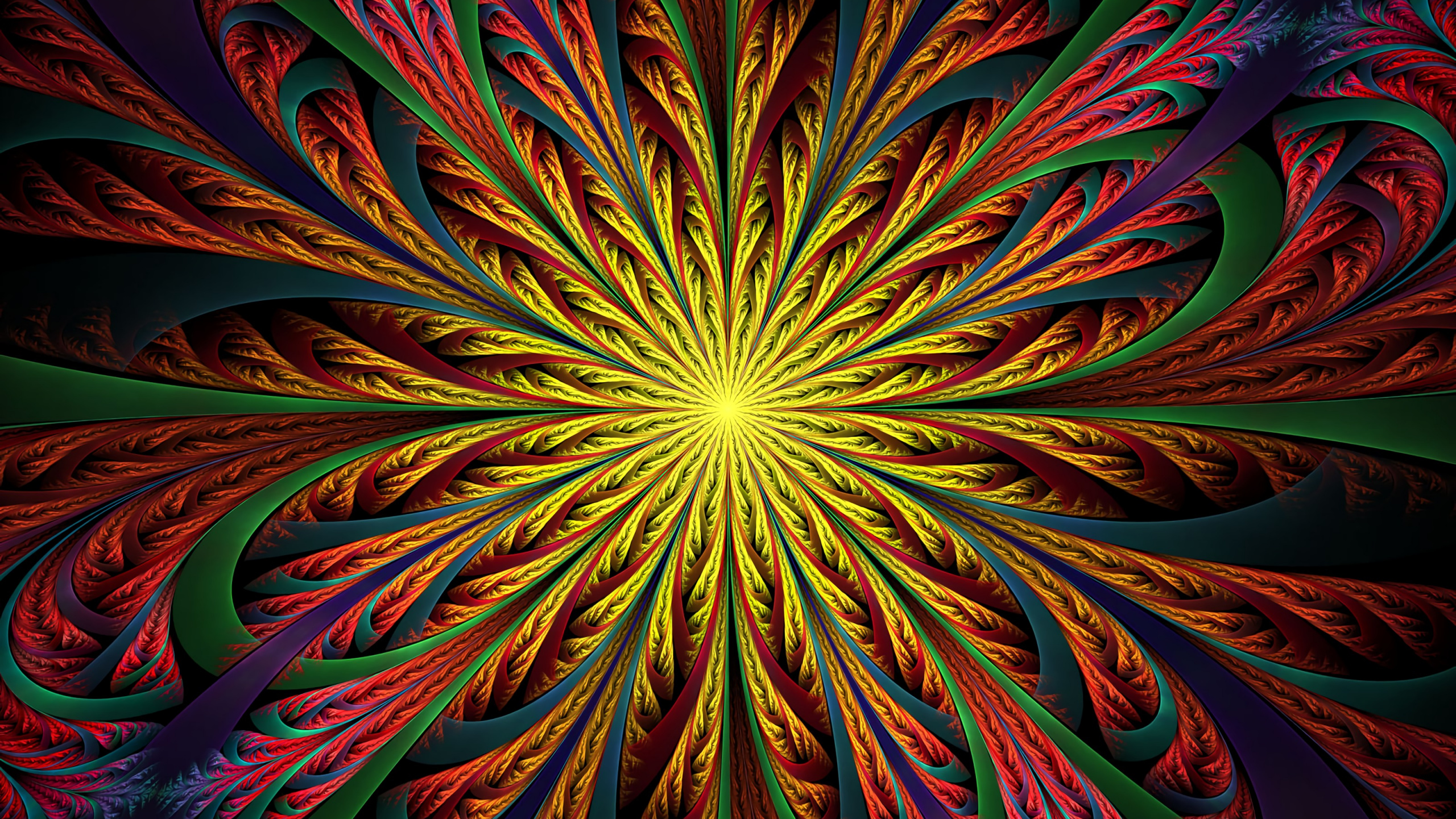 Обои графический дизайн, фрактал, фрактальное искусство, калейдоскоп, психоделическое искусство в разрешении 2560x1440