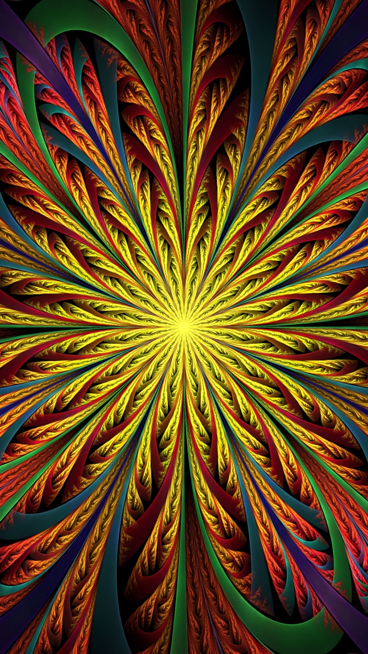 Обои графический дизайн, фрактал, фрактальное искусство, калейдоскоп, психоделическое искусство в разрешении 720x1280