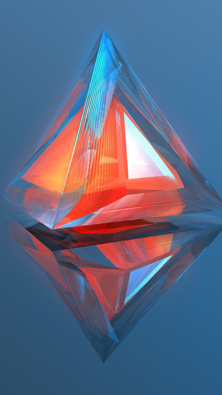 Обои абстрактное искусство, треугольник, графика, вода, свет в разрешении 750x1334