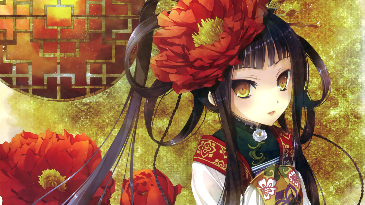 Обои Катагири Хинаты, аниме, иллюстрация, растение, цветок в разрешении 1280x720