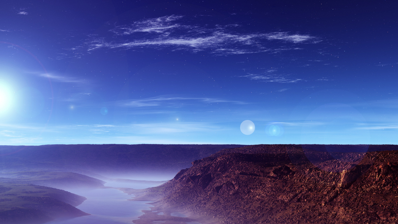 Обои атмосфера, дневное время, горизонт, природа, земля в разрешении 1366x768