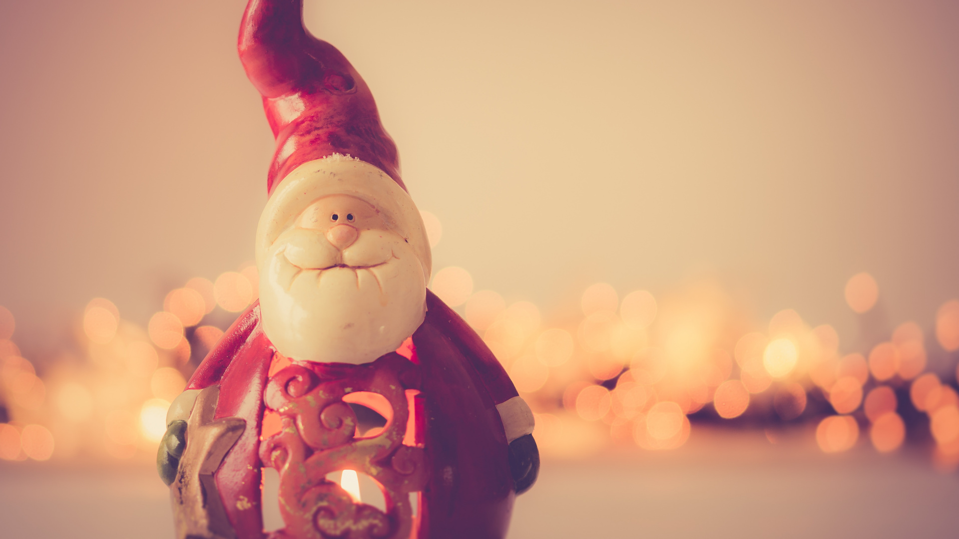 Обои Санта-Клаус, Рождественский день, розовый, свет, садовый гном в разрешении 1920x1080