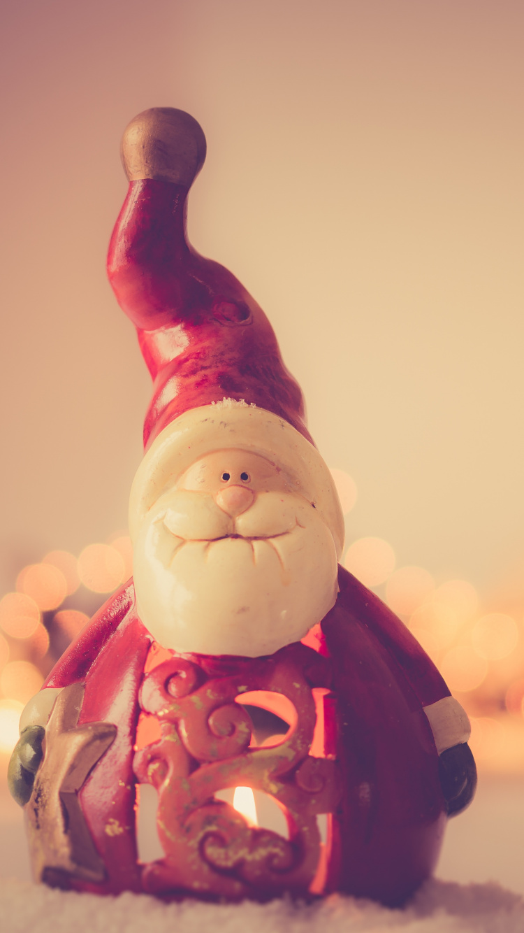 Обои Санта-Клаус, Рождественский день, розовый, свет, садовый гном в разрешении 750x1334