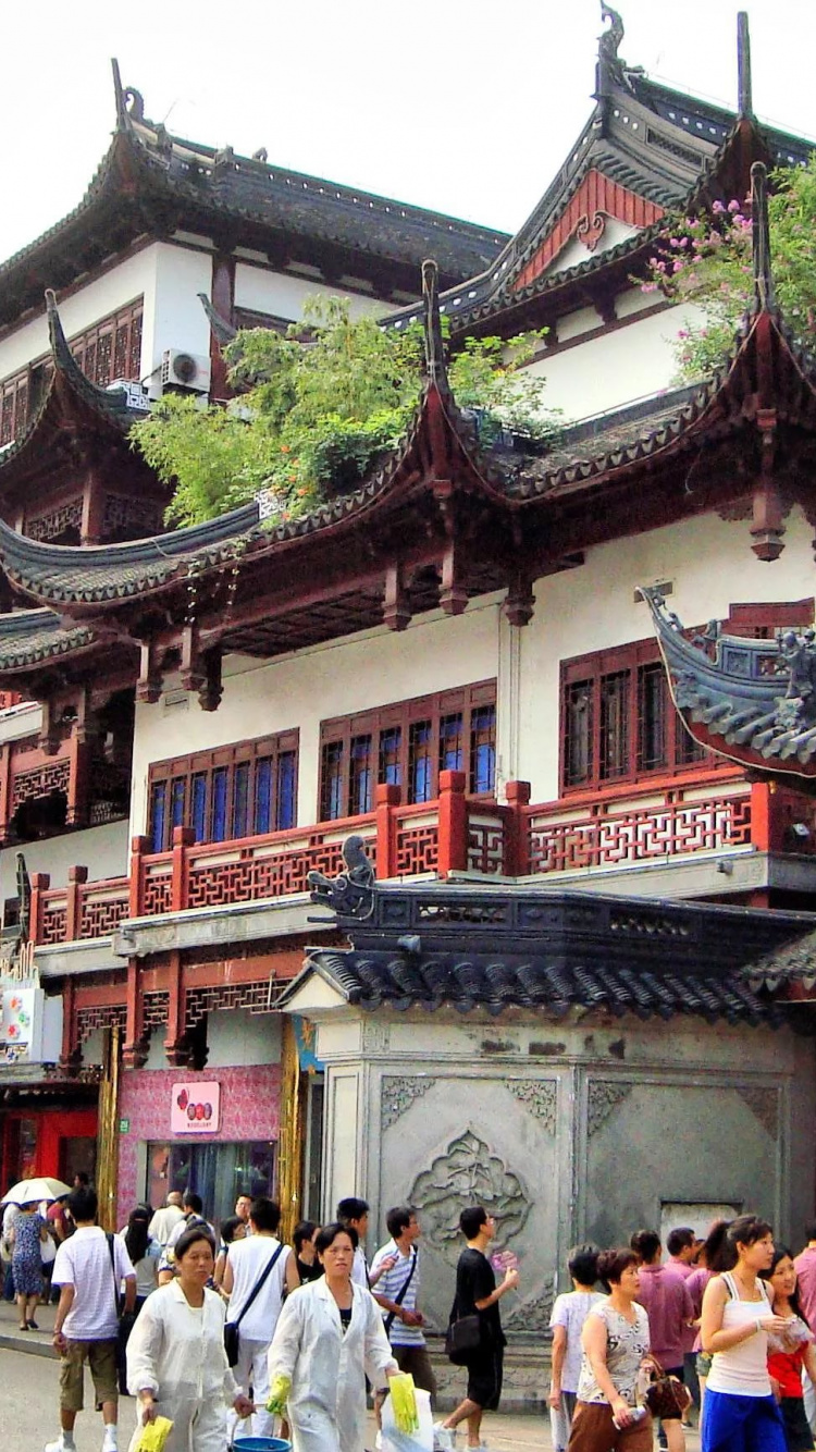 Обои старый город, Город Бога храм Шанхая, китайская архитектура, японская архитектура, храм в разрешении 750x1334