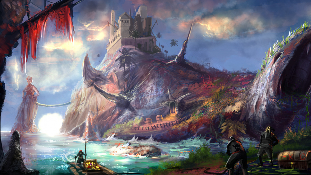 Обои фэнтези, компьютерная игра, мифология, дракон, экосистема в разрешении 1280x720