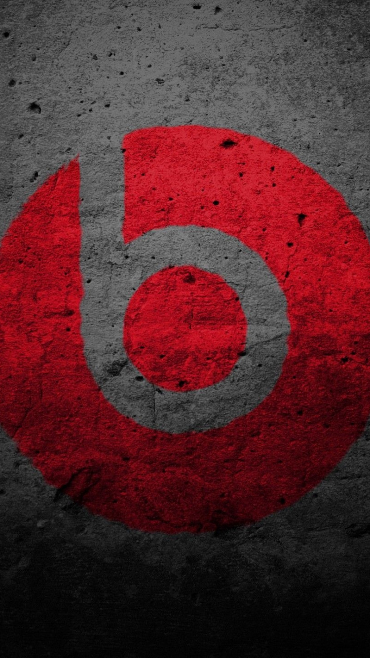 Обои beats electronics, красный цвет, лого, круг, символ в разрешении 750x1334