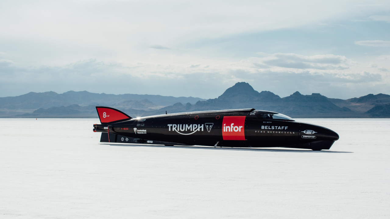 Обои Мотоциклы Triumph, Мотоцикл рекорд скорости, мотоцикл, рекорд скорости, Триумф бонневиль в разрешении 1280x720
