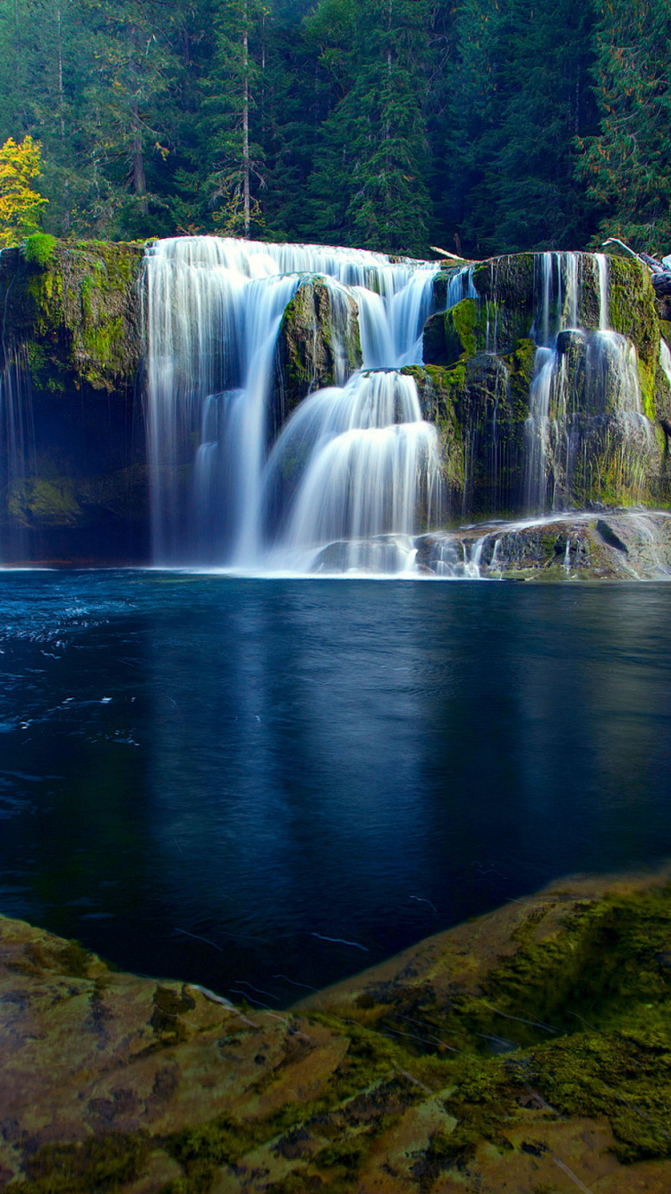 Обои водопад, водоем, гидроресурсы, природа, вода в разрешении 750x1334