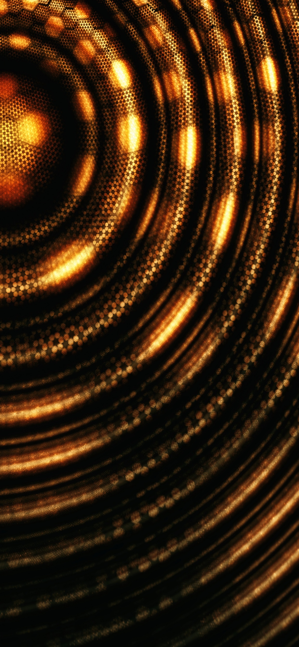 Обои спираль, вихрь, круг, сияние, медь в разрешении 1242x2688