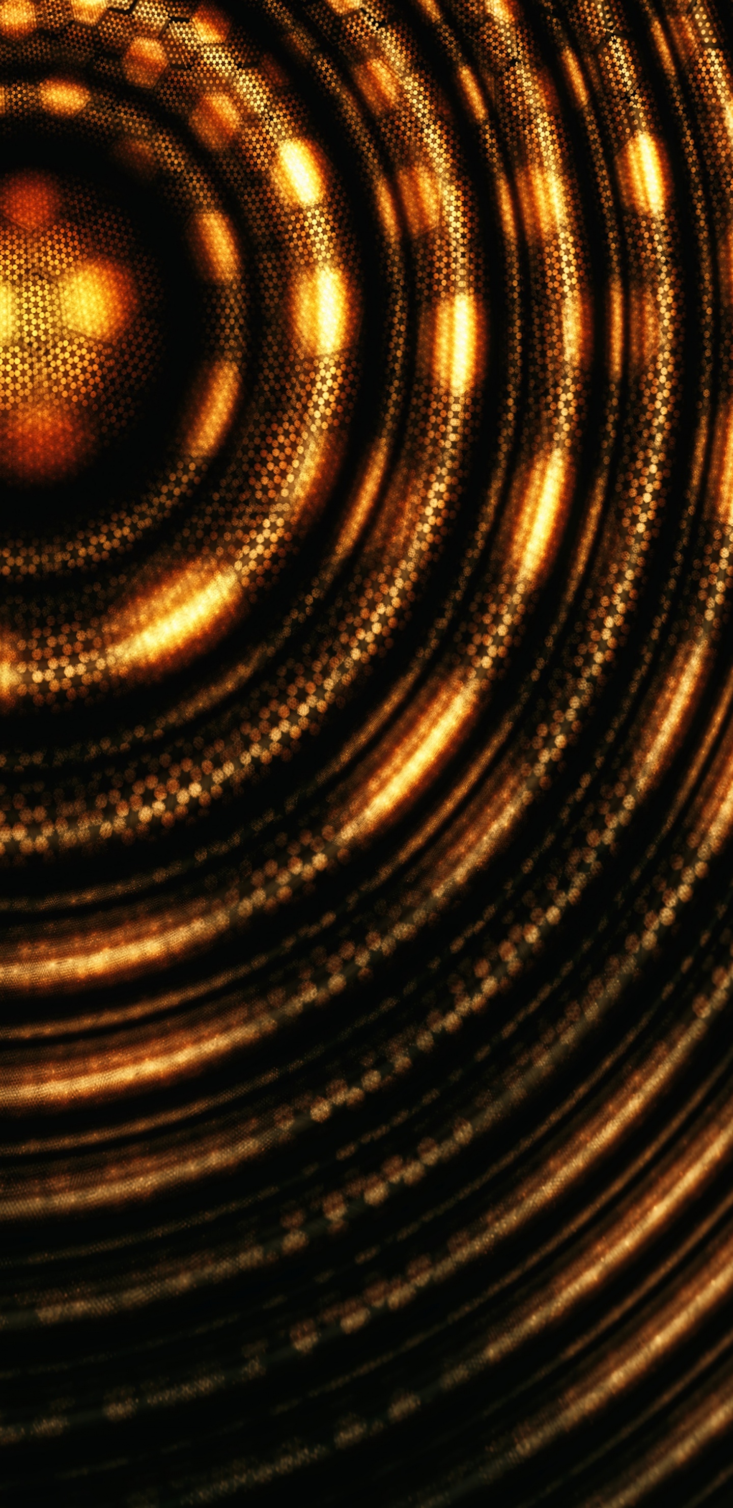 Обои спираль, вихрь, круг, сияние, медь в разрешении 1440x2960